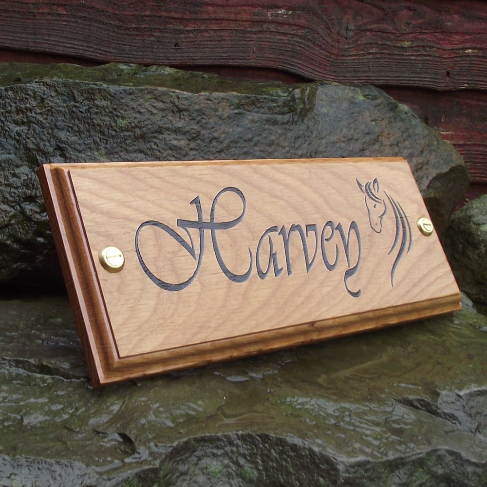 Wooden stable name plates