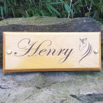 Stable Name Plate – Edwardian Font Horse Logo Front