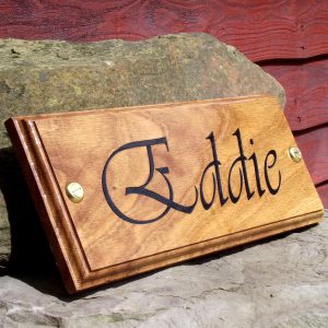 Horse Stable Name Plate Wooden Door Sign Edwardian Font & Horse Head Logo 