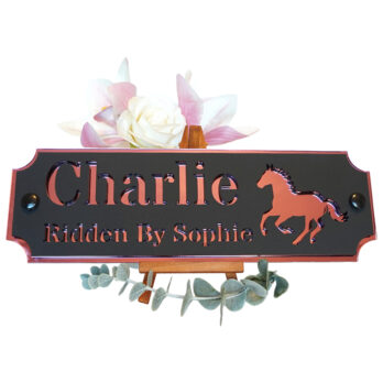 Acrylic-Stable-Name-Plate-Pink-Galloping-Horse-Front