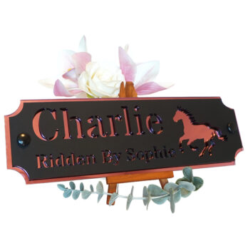 Acrylic-Stable-Name-Plate-Pink-Galloping-Horse-Left
