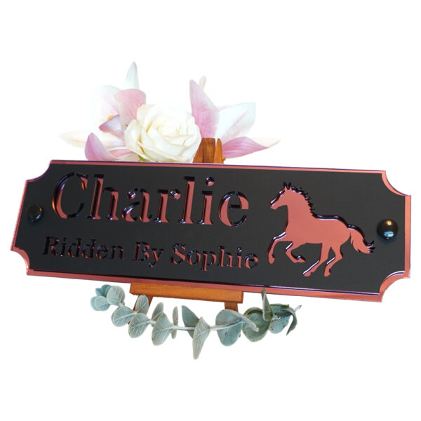 Acrylic-Stable-Name-Plate-Pink-Galloping-Horse-Right
