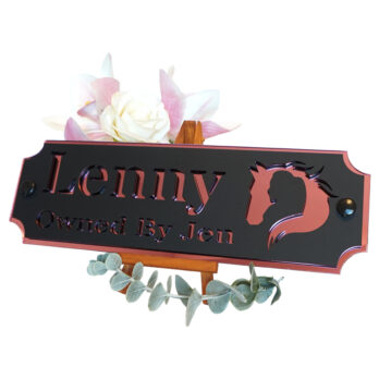 Acrylic-Stable-Name-Plate-Pink-Mirror-Horse-Girl-Logo-Right