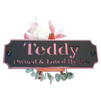 Acrylic-Stable-Name-Plate-Pink-Mirror-Text-Front