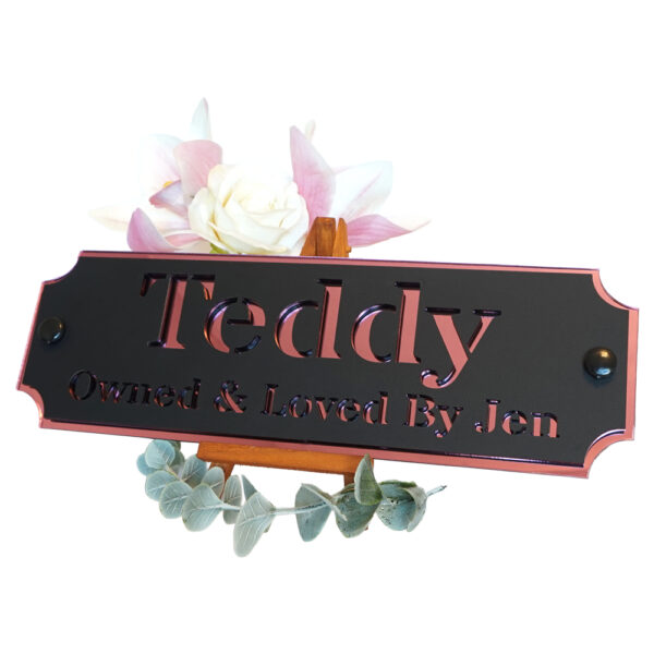 Acrylic-Stable-Name-Plate-Pink-Mirror-Text-Right