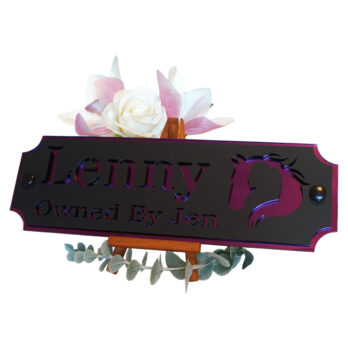 Acrylic-Stable-Name-Plate-Purple-Mirror-Horse-Girl-Logo-Right