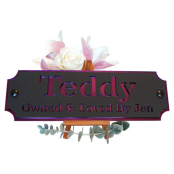 Acrylic-Stable-Name-Plate-Purple-Mirror-Text-Front
