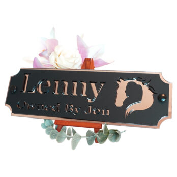 Acrylic-Stable-Name-Plate-Rose-Gold-Mirror-Horse-Girl-Logo-Right