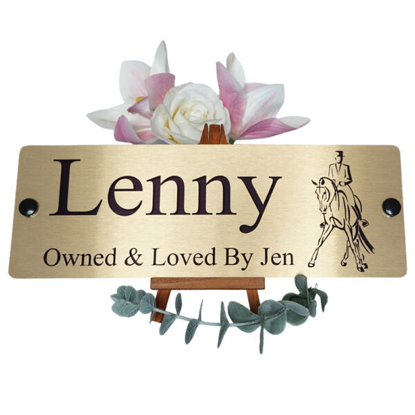 Aluminium-Gold-Stable-Name-Plate-Dressage-Logo-Front