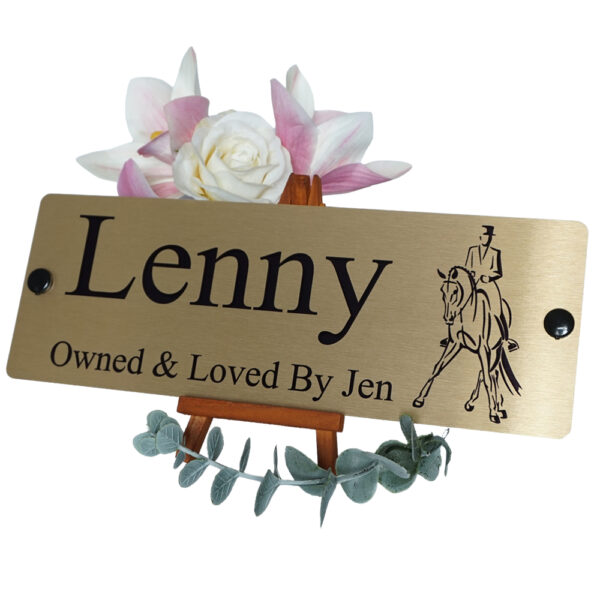 Aluminium-Gold-Stable-Name-Plate-Dressage-Logo-Right