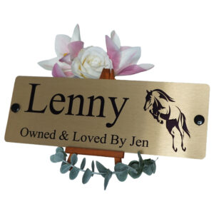 Brushed Gold - Jumping Horse - Aluminium Stable Name Plate - Image 3
