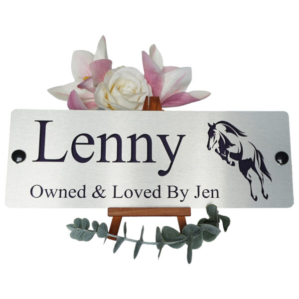 Aluminium-Silver-Stable-Name-Jumping-Horse-Logo-Front