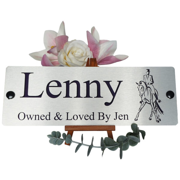 Aluminium-Silver-Stable-Name-Plain-Dressage-Logo-Front