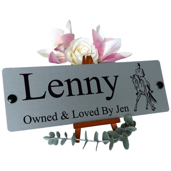 Aluminium-Silver-Stable-Name-Plain-Dressage-Logo-Left